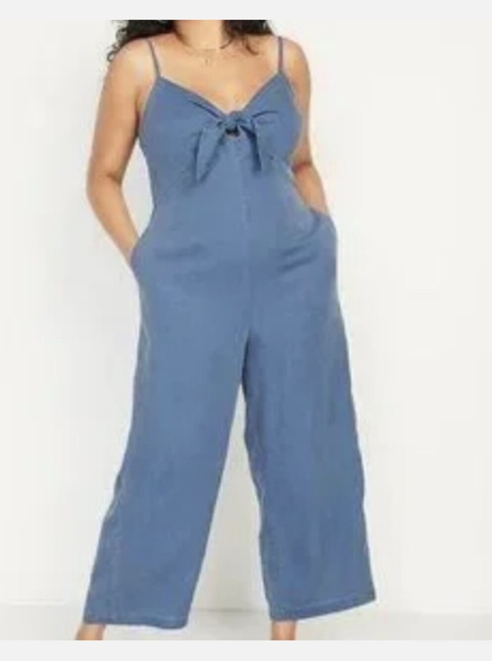 NWT Old Navy Blue Tie-Front Wide-Leg Jumpsuit.